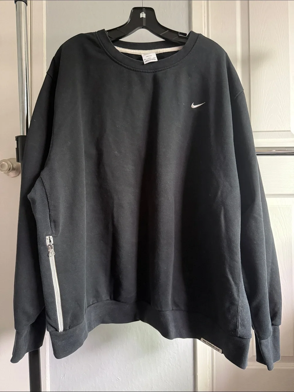Men Nike Black Crew Sweatshirt with Side Zipper